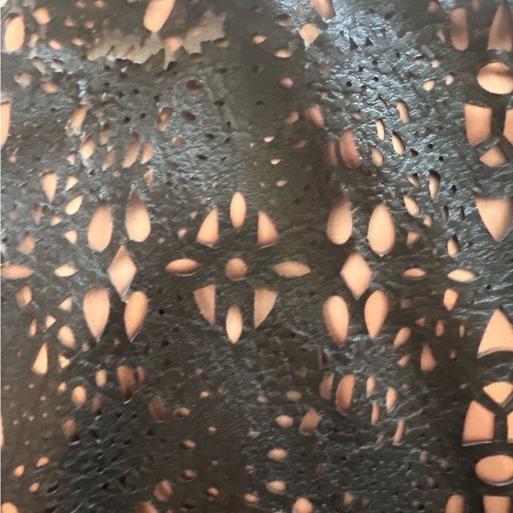 Jovani Black and cream  A-Line leather Cocktail Skirt - Picture 5 of 9